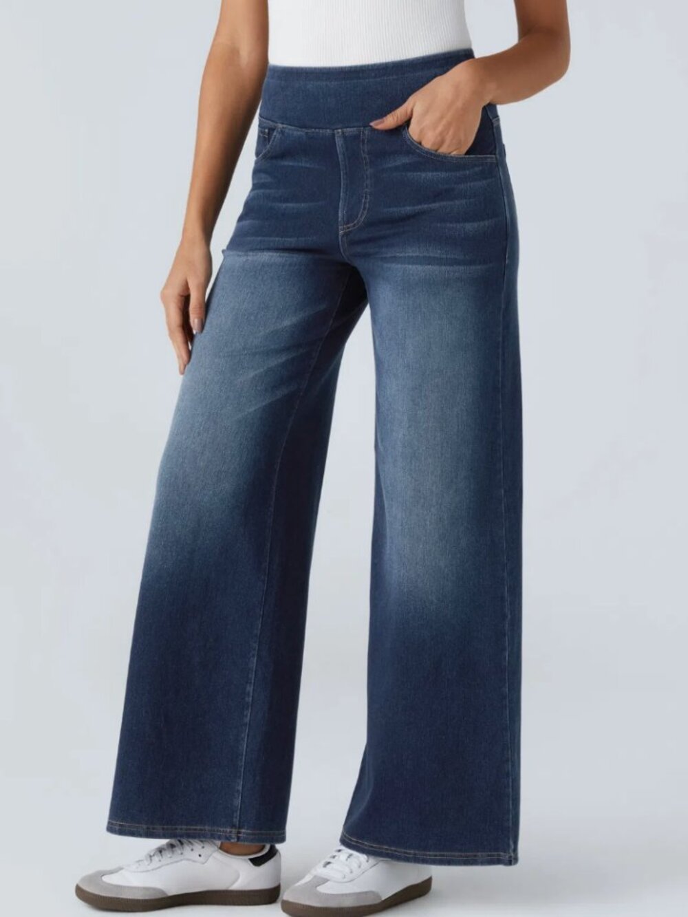 Halara Flex™ High Waisted Pockets Baggy Wide Leg Jeans Size Large Tall